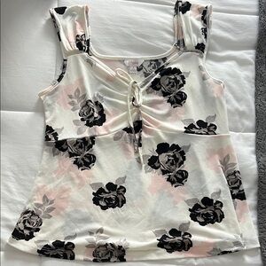 Cato Black and White Floral Tank Top